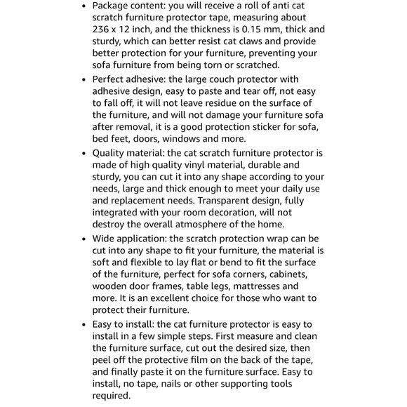 Anti Cat Scratch Furniture Protector,1 Roll12" X 236" - Picture 3 of 4